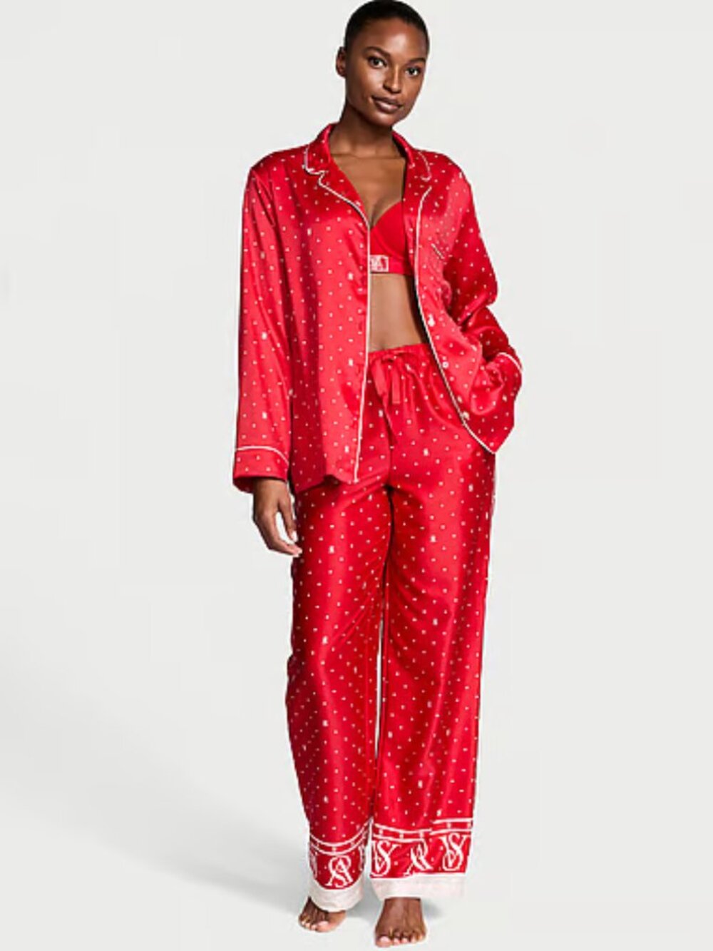 Victoria's Secret Satin Glazed Long Pajamas Set XS (short) NWT
